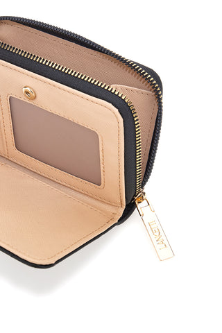 Schwarze Geldbörse mit goldenen Lanzettendetails Norvil 508-84