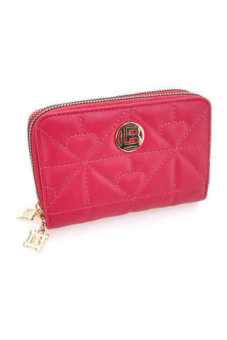 Portafoglio fucsia con impunture a cuore e doppia zip Laura Biagiotti LB25W-502-006