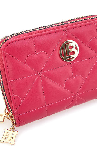Portafoglio fucsia con impunture a cuore e doppia zip Laura Biagiotti LB25W-502-006
