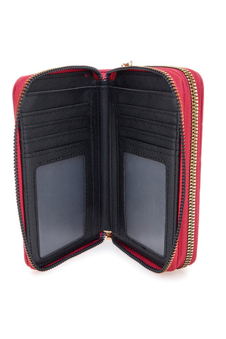 Portafoglio fucsia con impunture a cuore e doppia zip Laura Biagiotti LB25W-502-006