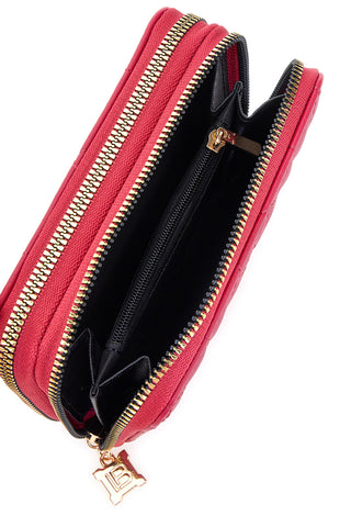 Portafoglio fucsia con impunture a cuore e doppia zip Laura Biagiotti LB25W-502-006