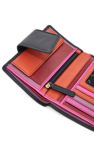 Naj-Oleari 2036/RW3 Schwarze Geldbörse aus echtem Leder mit Reißverschluss