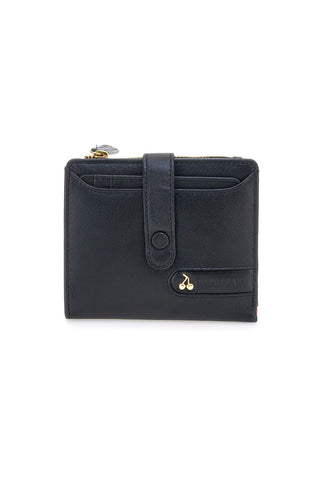 Schwarze Geldbörse mit umlaufendem Reißverschluss und integriertem Kartenhalter aus echtem Leder Naj-Oleari 2521/RW3