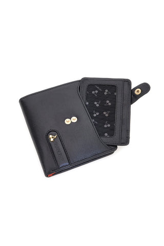 Schwarze Geldbörse mit umlaufendem Reißverschluss und integriertem Kartenhalter aus echtem Leder Naj-Oleari 2521/RW3