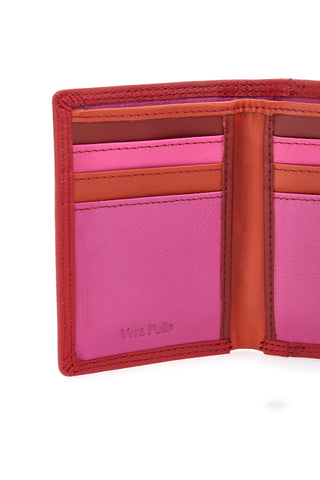 Naj-Oleari 2047/RW3 Rote Geldbörse aus echtem Leder mit mehreren Fächern