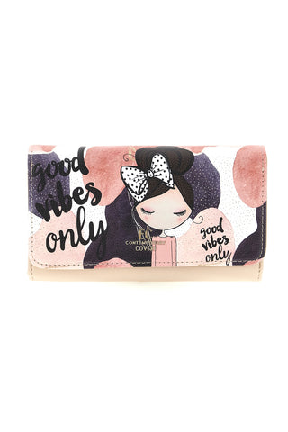 Mehrfarbige lange Brieftasche mit Good Vibes Print Nur Enrico coveri EC26S-506-068