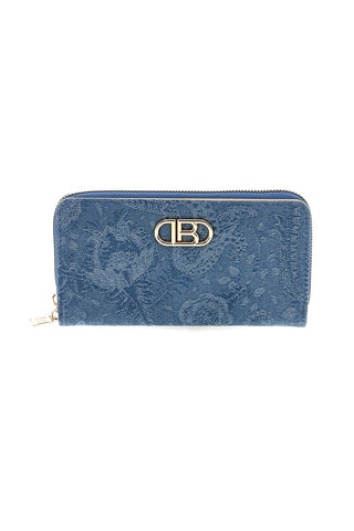 Lange blaue Geldbörse mit Blumenmuster und Reißverschluss Laura biagiotti LB26S-506-67