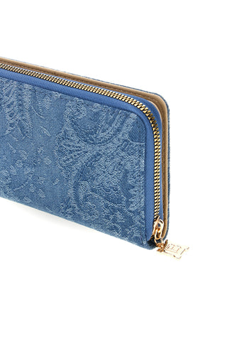 Lange blaue Geldbörse mit Blumenmuster und Reißverschluss Laura biagiotti LB26S-506-67
