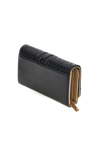 Lange schwarze Geldbörse mit Monogramm und Lancetti-Nieten LL26S-505-68