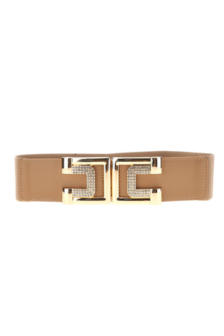 Cintura beige elastica con fibbia gioiello First lady WIS C