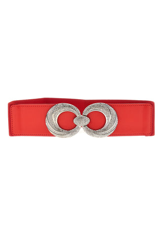 Roter elastischer Gürtel mit Juwelenschnalle First Lady WIS 8