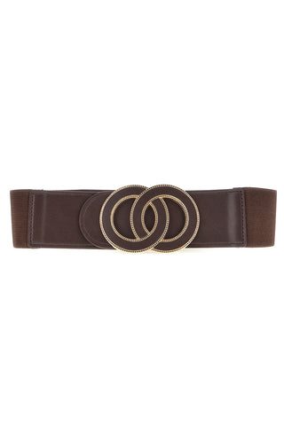 Cintura marrone elastica con fibbia circolare First lady WIS O