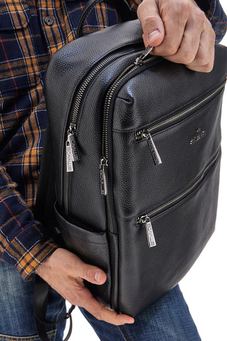 Zaino Nero Multiscomparto Con Tasca Porta Pc In Vera Pelle B. Cavalli 1150IBC1294