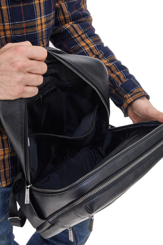 Zaino Nero Multiscomparto Con Tasca Porta Pc In Vera Pelle B. Cavalli 1150IBC1294