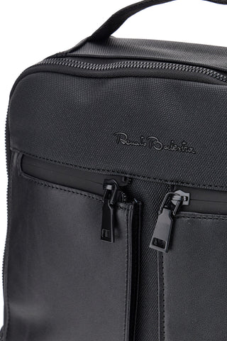 Schwarzer Stoff-Rucksack mit Fronttaschen und PC-Fach Renato Balestra COB 61991/L/SRBU7