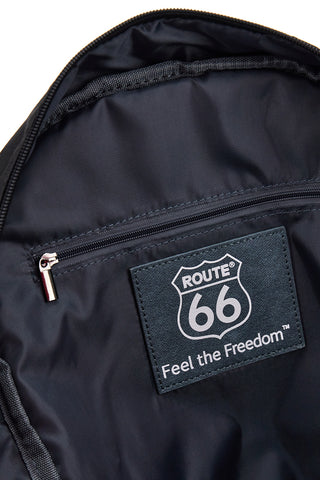 Zaino blu e nero con tasche multiple e cordini frontali Route 66 61992/L/SETRN