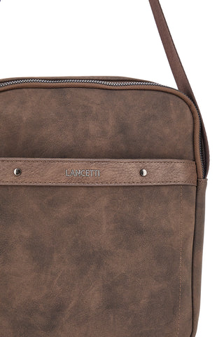 Borsello in pelle scamosciata marrone Lancetti Anakin