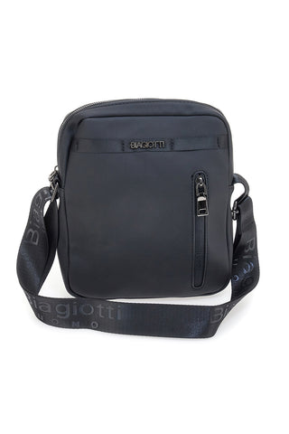 Biagiotti MOI LB25W-464/1/TRAC Schwarze Schultertasche mit Reißverschluss vorne