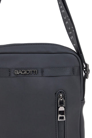 Biagiotti MOI LB25W-464/1/TRAC Schwarze Schultertasche mit Reißverschluss vorne
