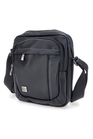 Borsello a tracolla nera con cuciture a contrasto Black Ghost BASILE BS522-4