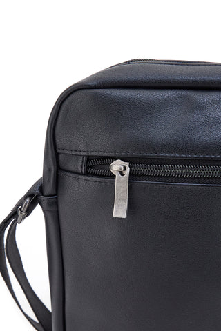 Borsello a tracolla nera con cuciture a contrasto Black Ghost BASILE BS522-4