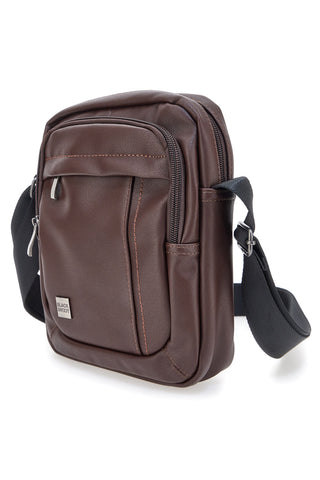 Borsello a tracolla marrone con cuciture a contrasto Black Ghost BASILE BS522-4