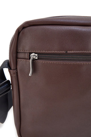 Borsello a tracolla marrone con cuciture a contrasto Black Ghost BASILE BS522-4