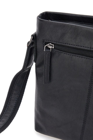 Borsa a tracolla nera in pelle con tracolla regolabile Black Shoot BS2883/T