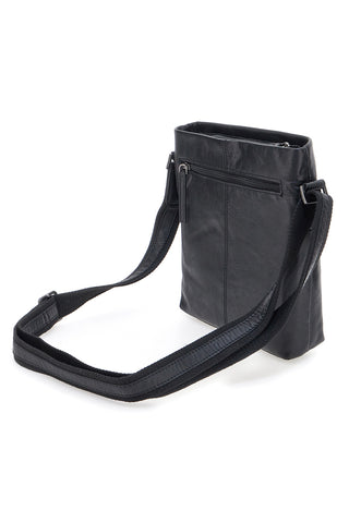 Borsa a tracolla nera in pelle con tracolla regolabile Black Shoot BS2883/T