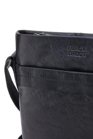 Borsa a tracolla nera in pelle con tracolla regolabile Black Shoot BS2883/T