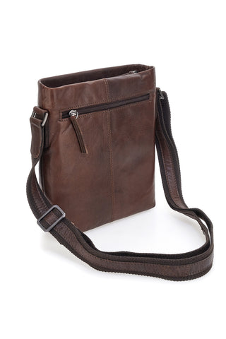 Borsello a tracolla marrone in pelle con tracolla regolabile Black Shoot BS2883/T