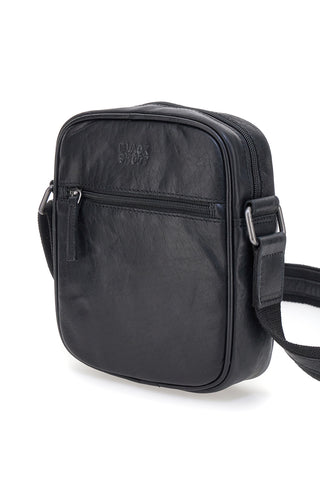 Borsello a tracolla nero compatto con zip frontale Black Shoot BS2355/T