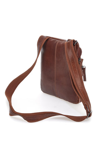 Borsello in pelle marrone compatto con doppia zip Black Shoot BS2660/T