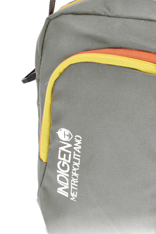 Graue Handtasche mit orangefarbenen und gelben einheimischen metropolitanen Details PITTSHU002-A