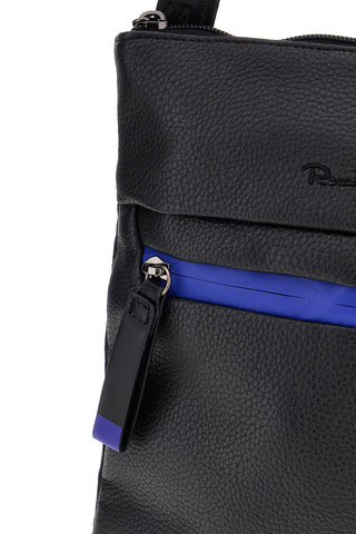 Schwarze Tasche mit blauen Details und verstellbarem Schulterriemen Renato balestra COB 62140/M