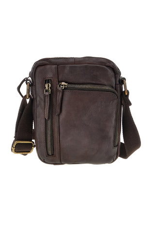Borsa a tracolla marrone con tasche con zip Black shoot CLASS WYP002