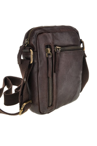 Borsa a tracolla marrone con tasche con zip Black shoot CLASS WYP002