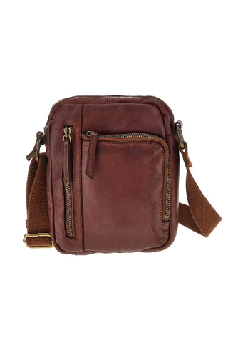 Borsa a tracolla cognac con tasche con zip Black shoot CLASS WYP002