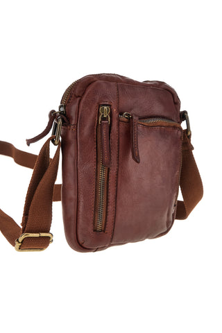 Borsa a tracolla cognac con tasche con zip Black shoot CLASS WYP002