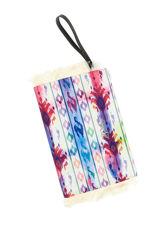 Basile BA26433 mehrfarbige Strand-Clutch mit Fransen aus leichtem Stoff