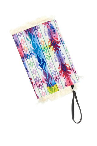 Basile BA26433 mehrfarbige Strand-Clutch mit Fransen aus leichtem Stoff