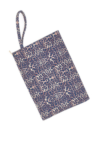 Pochette leopardata blu con stampa animalier Basile CLASSBA23633