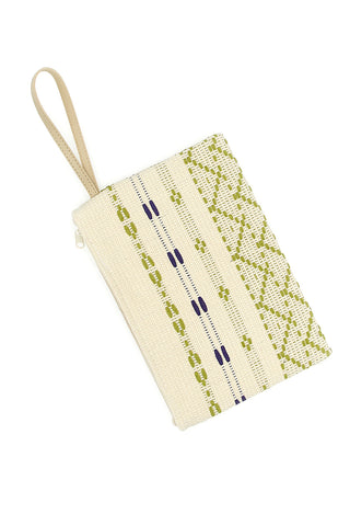 Pochette mare beige in tessuto intrecciato con zip Basile 24603