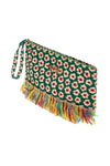 Mehrfarbige Strand-Clutch-Tasche mit Fransen Basile CLASSBA22218