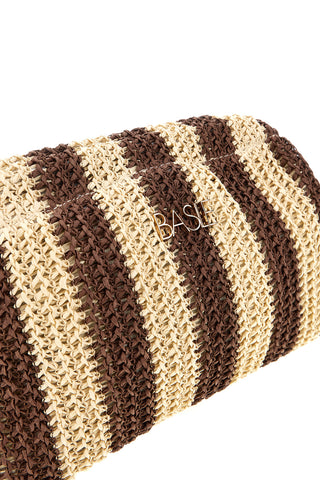 Basile CLASS BA27411 Beige braun gestreifte gewebte Strandtasche