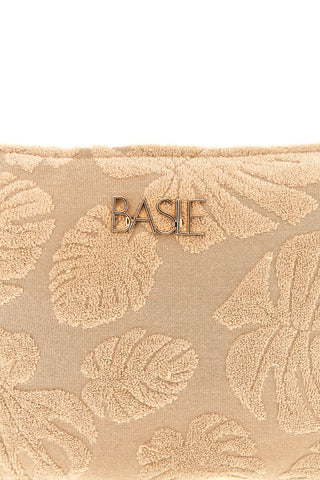 Beigefarbene floral gemusterte Clutch-Tasche mit Fransen Basile CLASSBA22209
