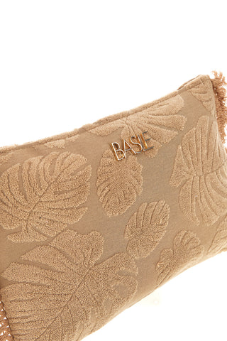 Beigefarbene floral gemusterte Clutch-Tasche mit Fransen Basile CLASSBA22209