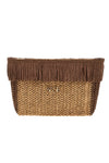 Basile CLASS BA27401 Braun gewebte Fransen Strand Clutch Tasche