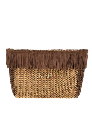 Basile CLASS BA27401 Braun gewebte Fransen Strand Clutch Tasche