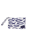 Selun Strand Clutch Tasche weiß mit Fischdruck SUI 261021